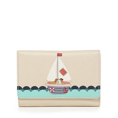 Cream leather yacht print purse